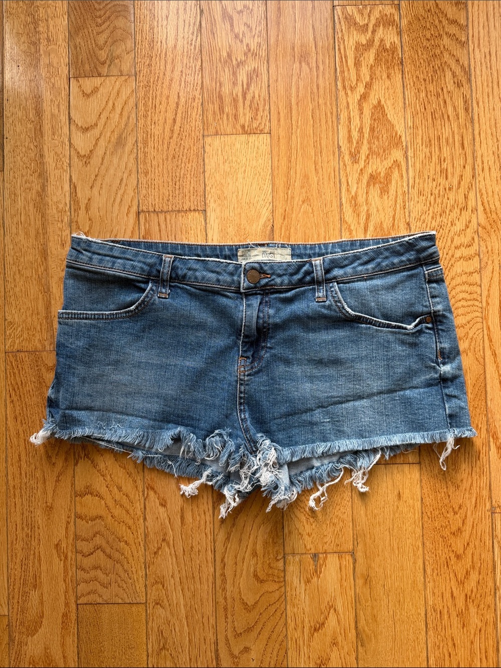 Topshop Blue Distressed Denim Jean Shorts